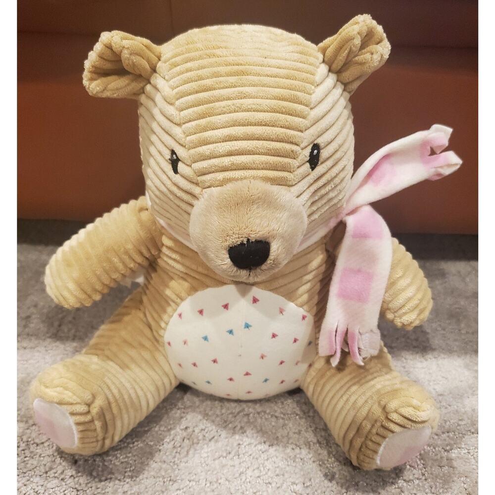 Baby Aspen Ribbed Light Brown Bear Pink Buffalo Plaid Baby Toddler Child Plush